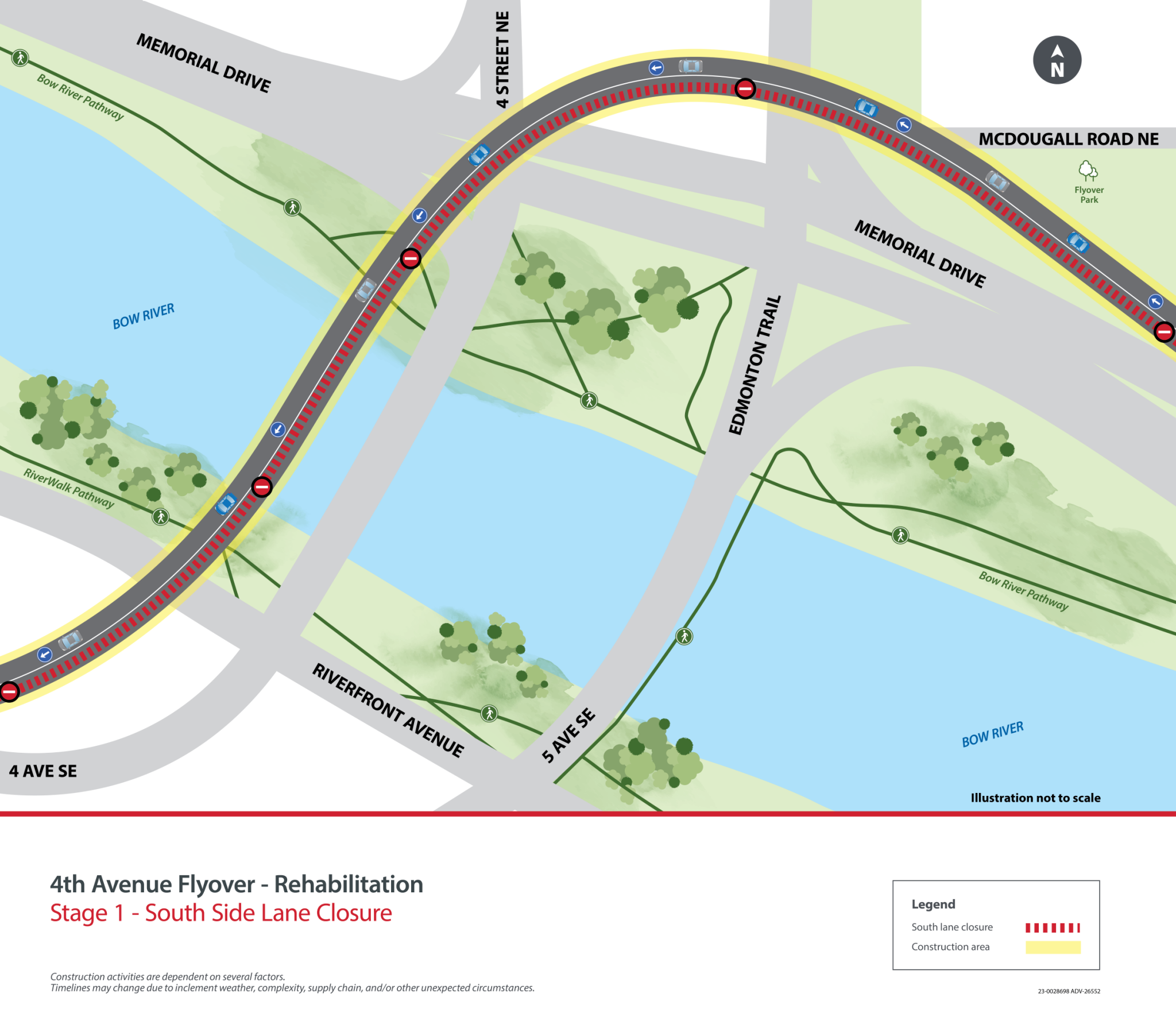 4th Avenue Flyover Stage 1 - South lane closure map