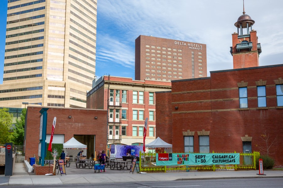 Kids in costumes walking around an event
