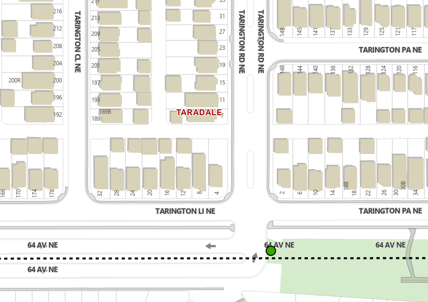 Tarrington Rd. missing sidewalk link location map