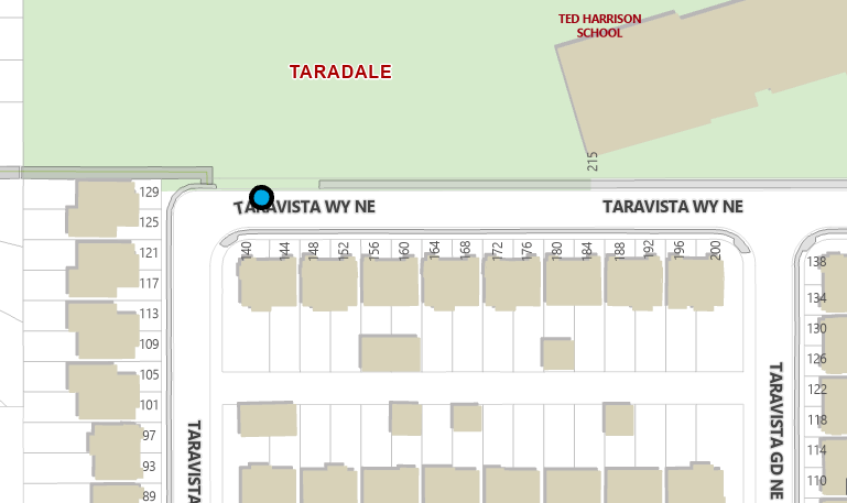 Taravista Way N.E. missing pathway connection location map