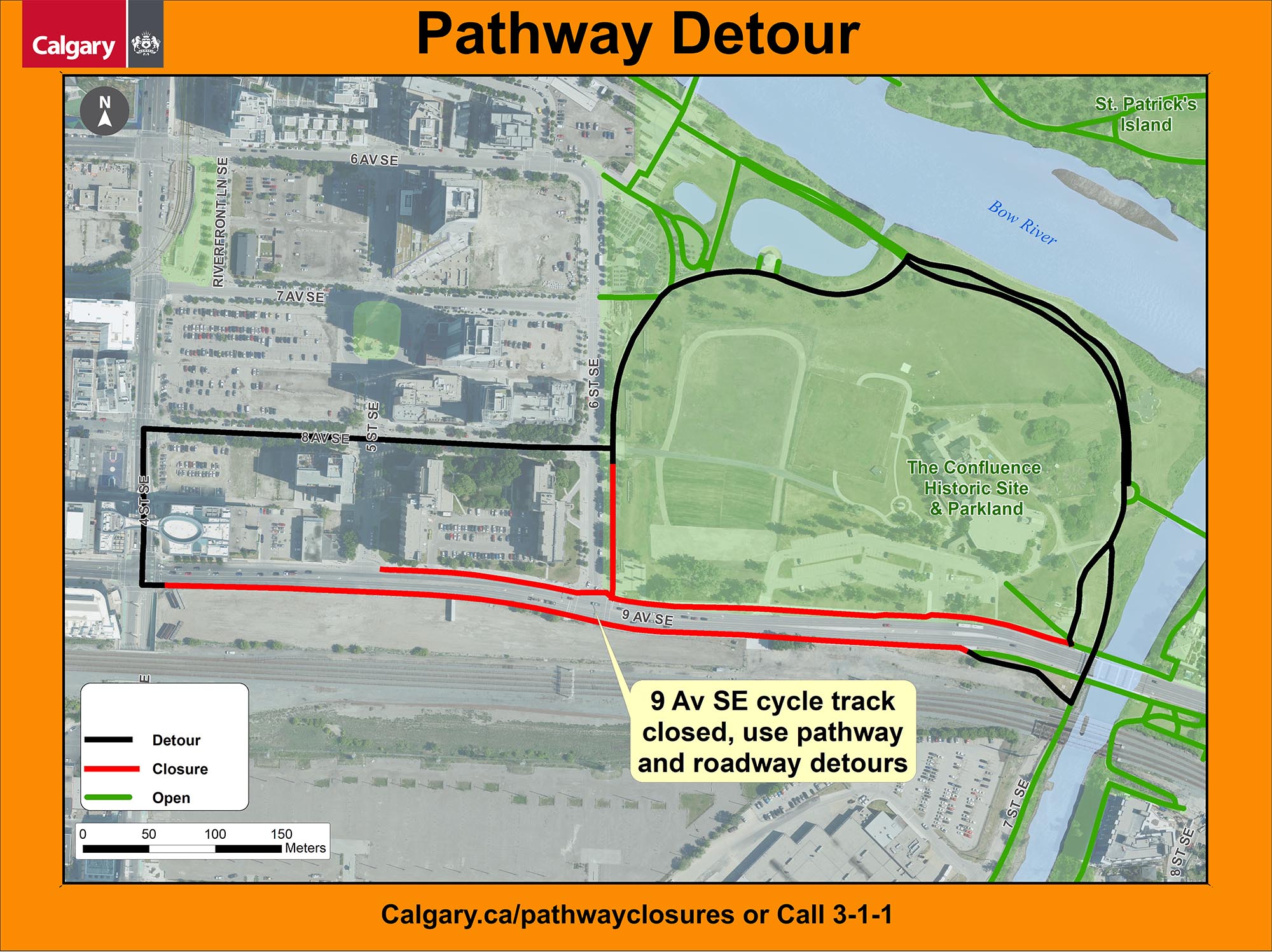 Pathway closure in East Village off 9 Ave S.E.