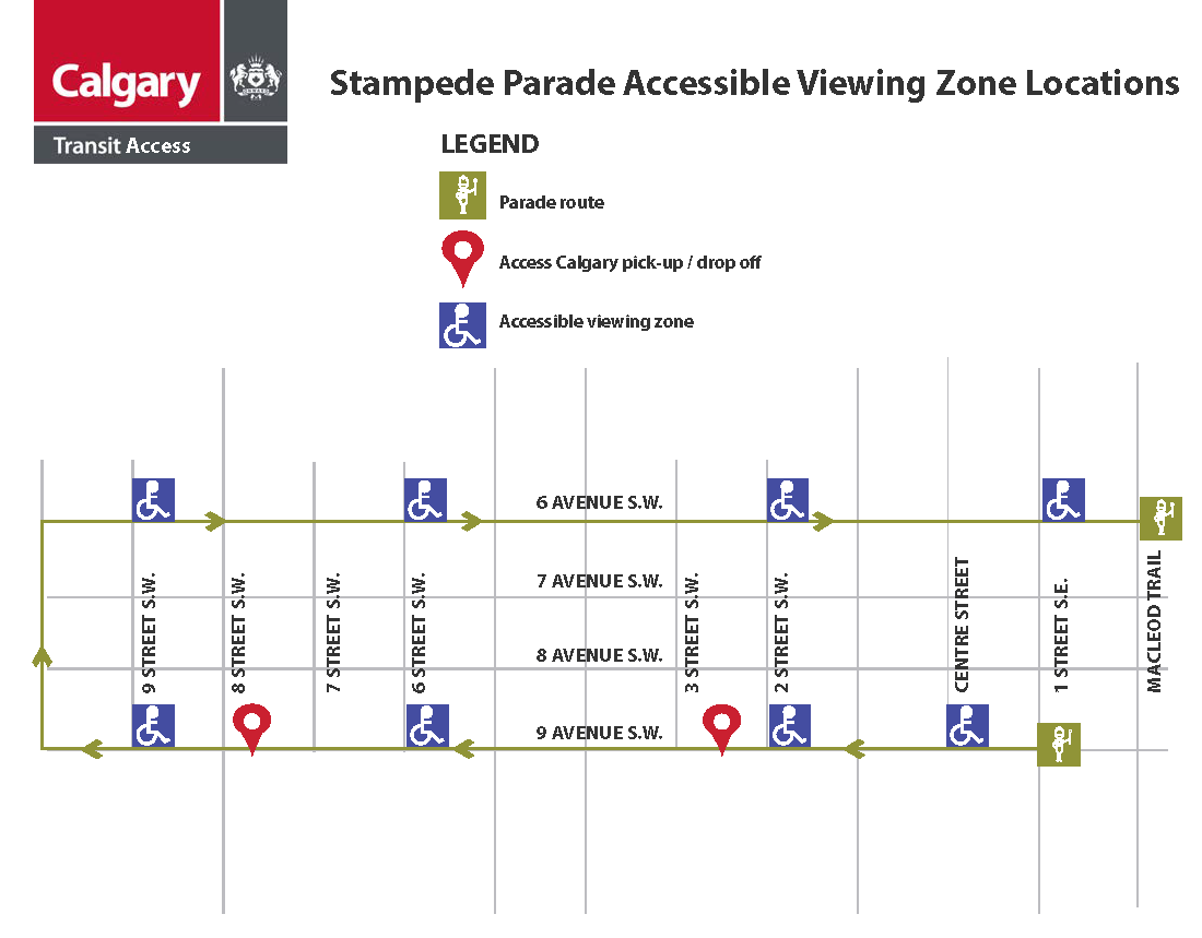 Stampede parade accessible viewing zone locations
