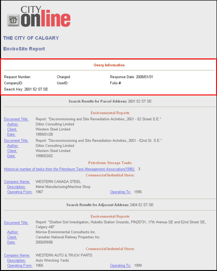 EnviroSite query