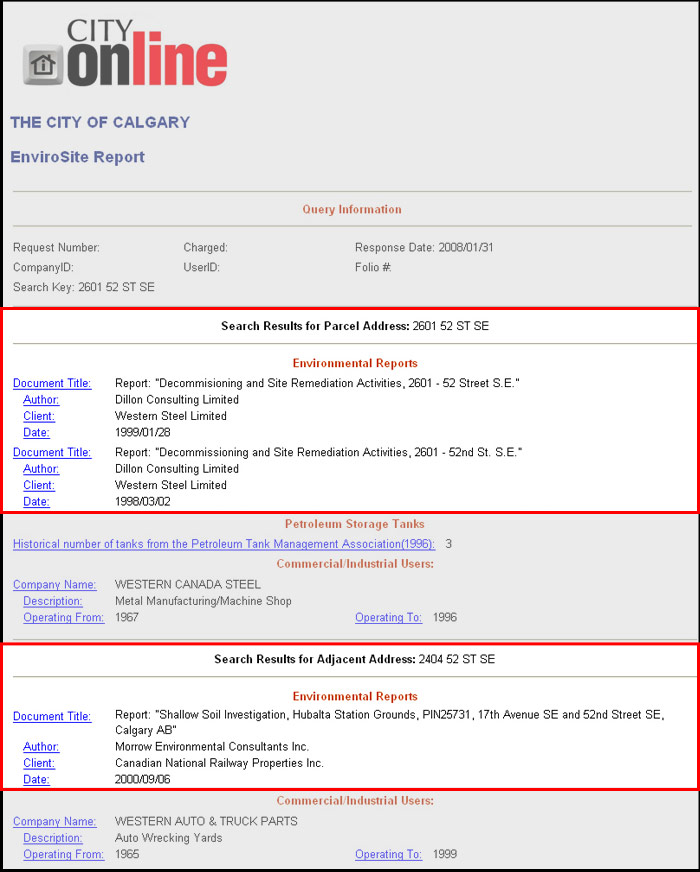 EnviroSite reports sample