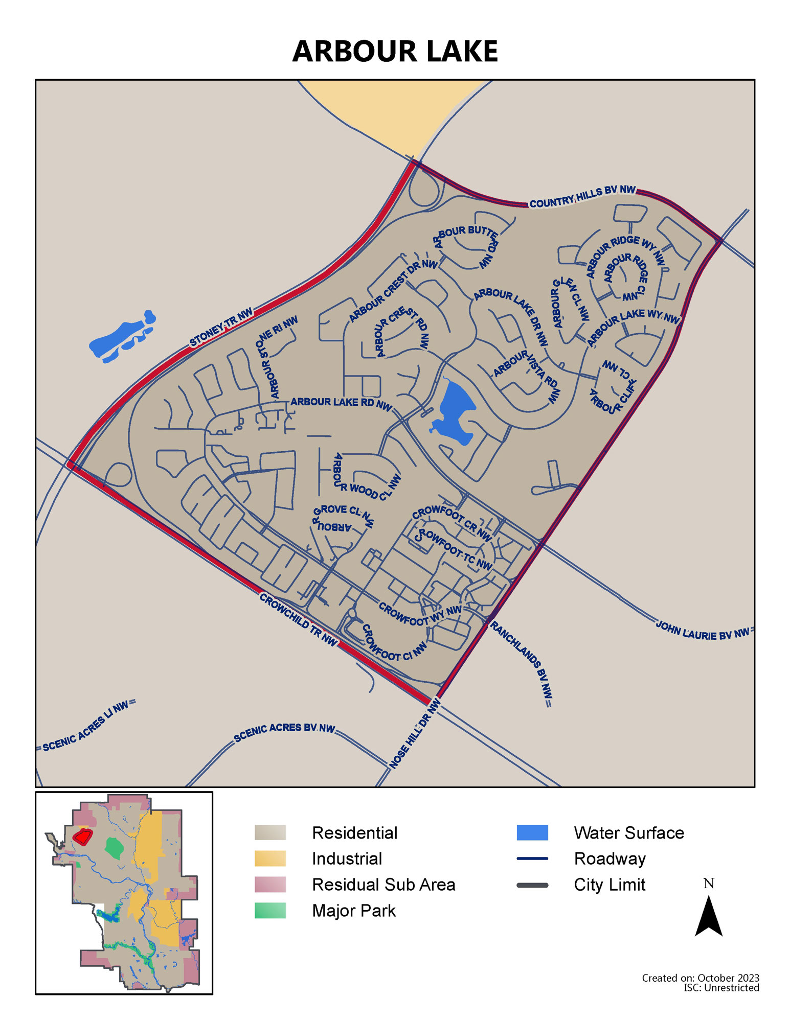 Arbour Lake map