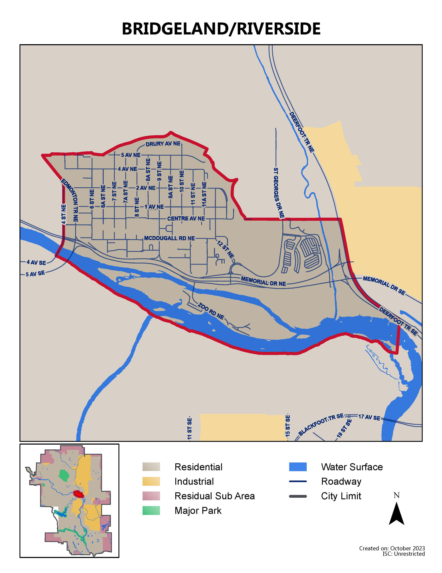 Bridgeland/Riverside map