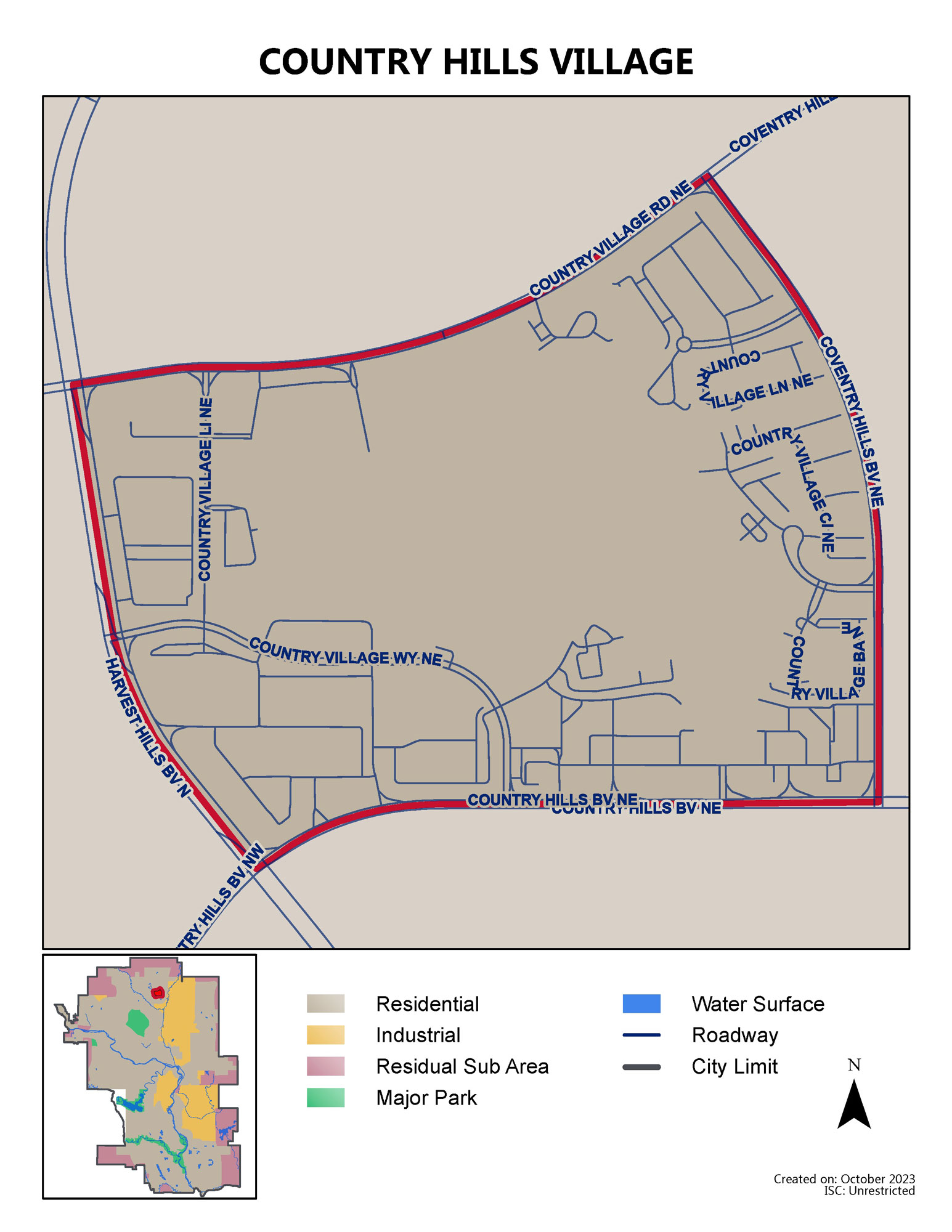 Country Hills Village map