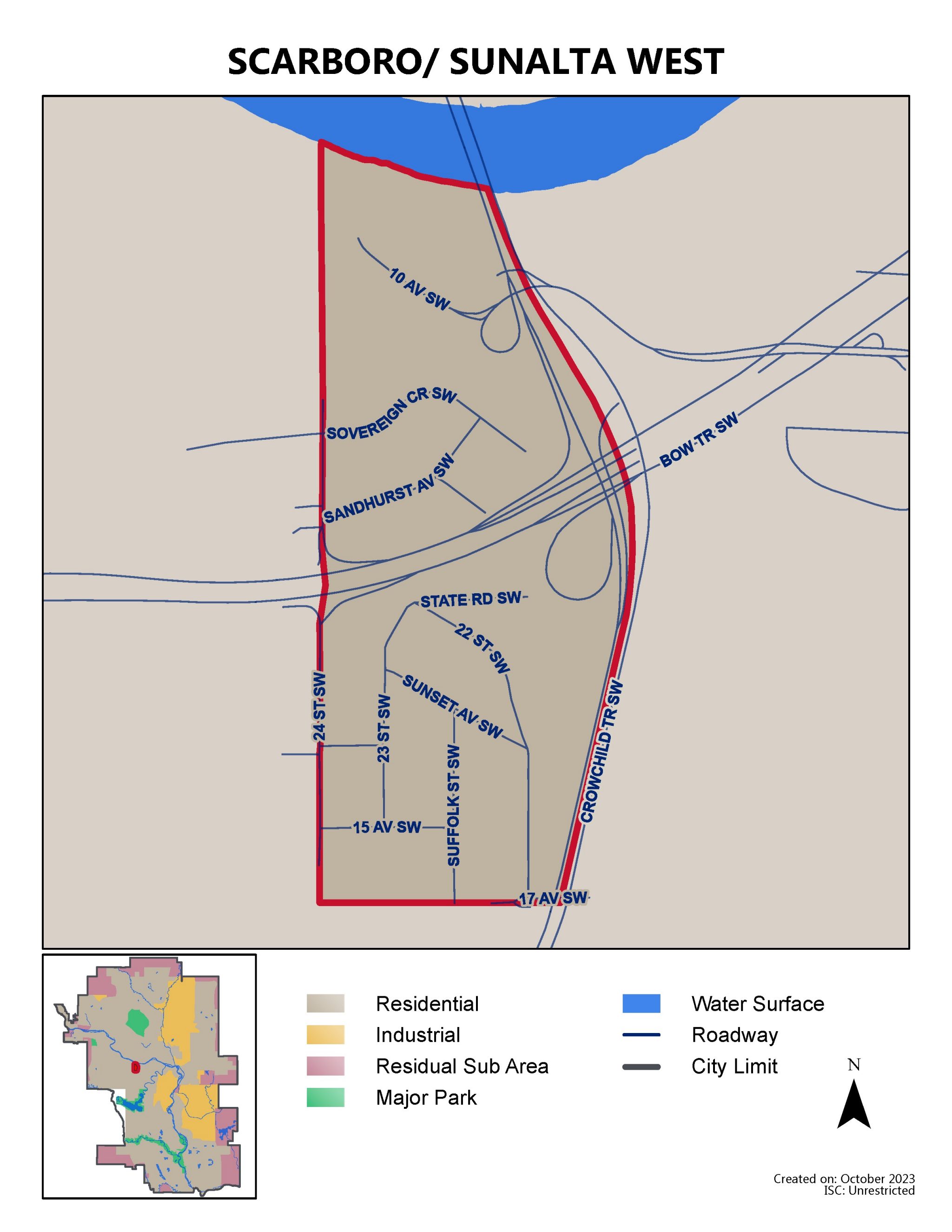 Scarboro/Sunalta West map