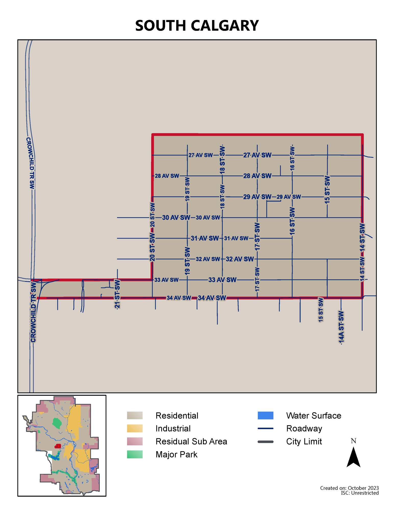 South Calgary map