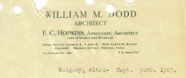 Business card of Architect William M. Dodd