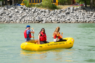 Rafting down a river