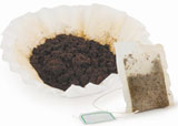 Tea bags and coffee grounds