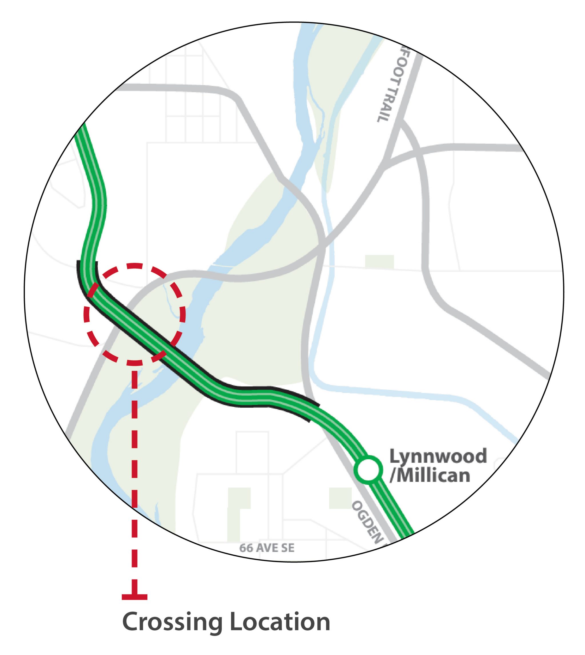 Deerfoot Trail crossing location.