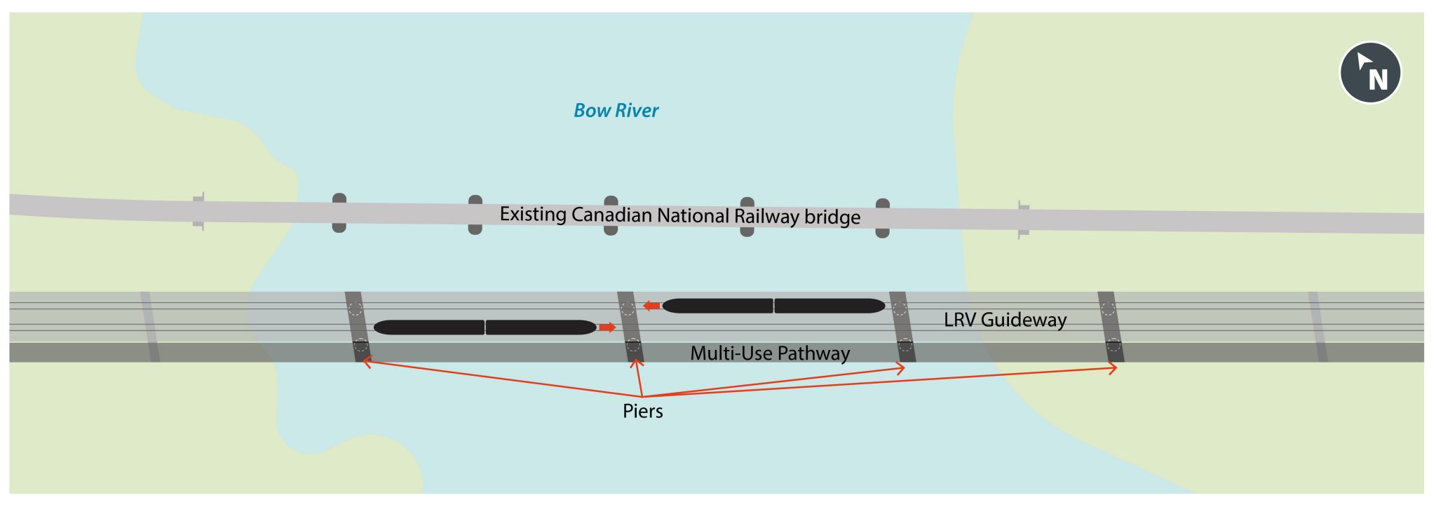 Bow River bridge based on 60% design concept.