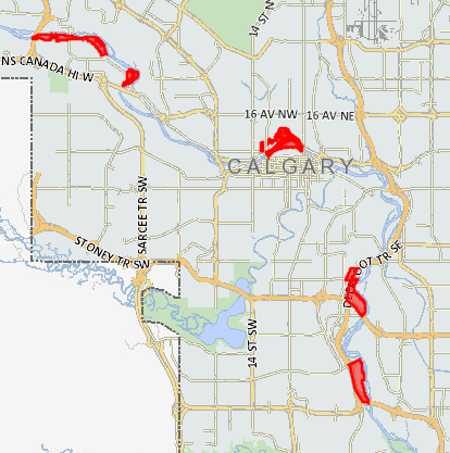 Map of zones that may be affected by flood