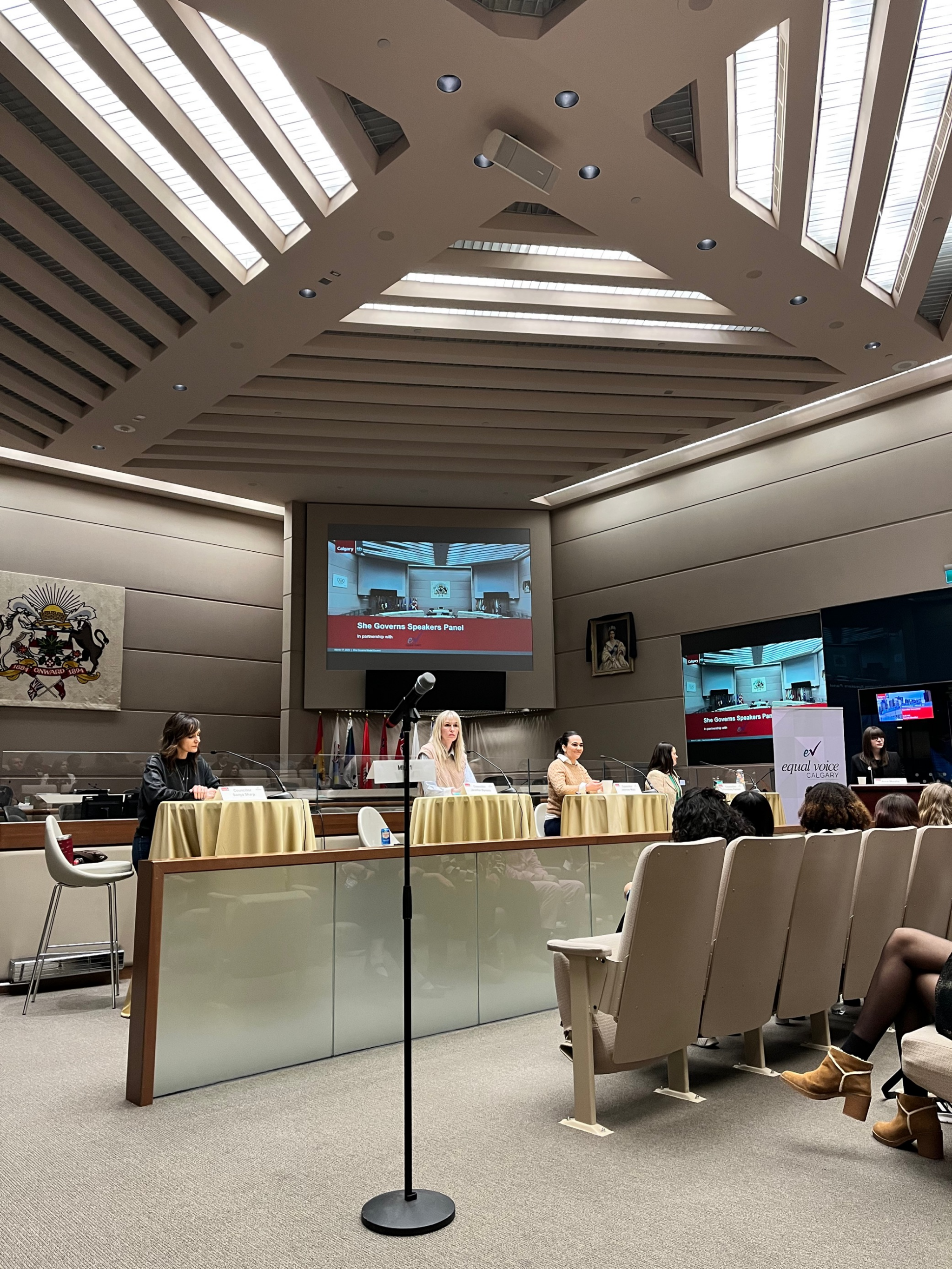 Councillors Sharp, Wyness, Mian and Penner at the 2023 She Governs Event in the Council Chamber