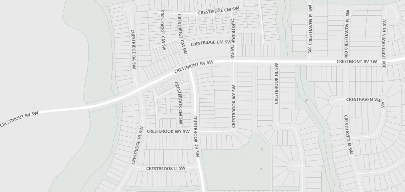 Map of Crestmont Blvd area