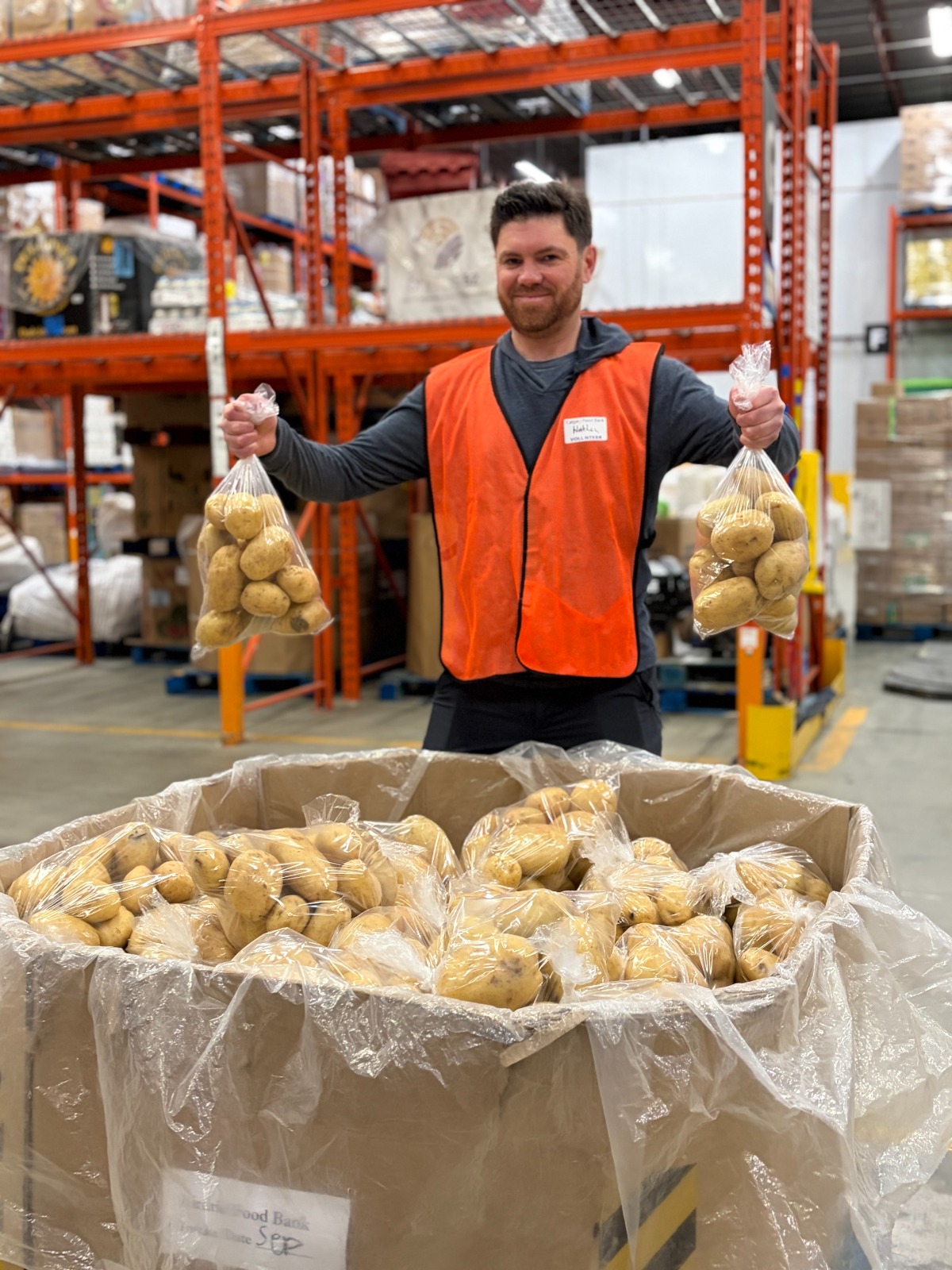Councillor Schmidt and 750 lbs of potatoes
