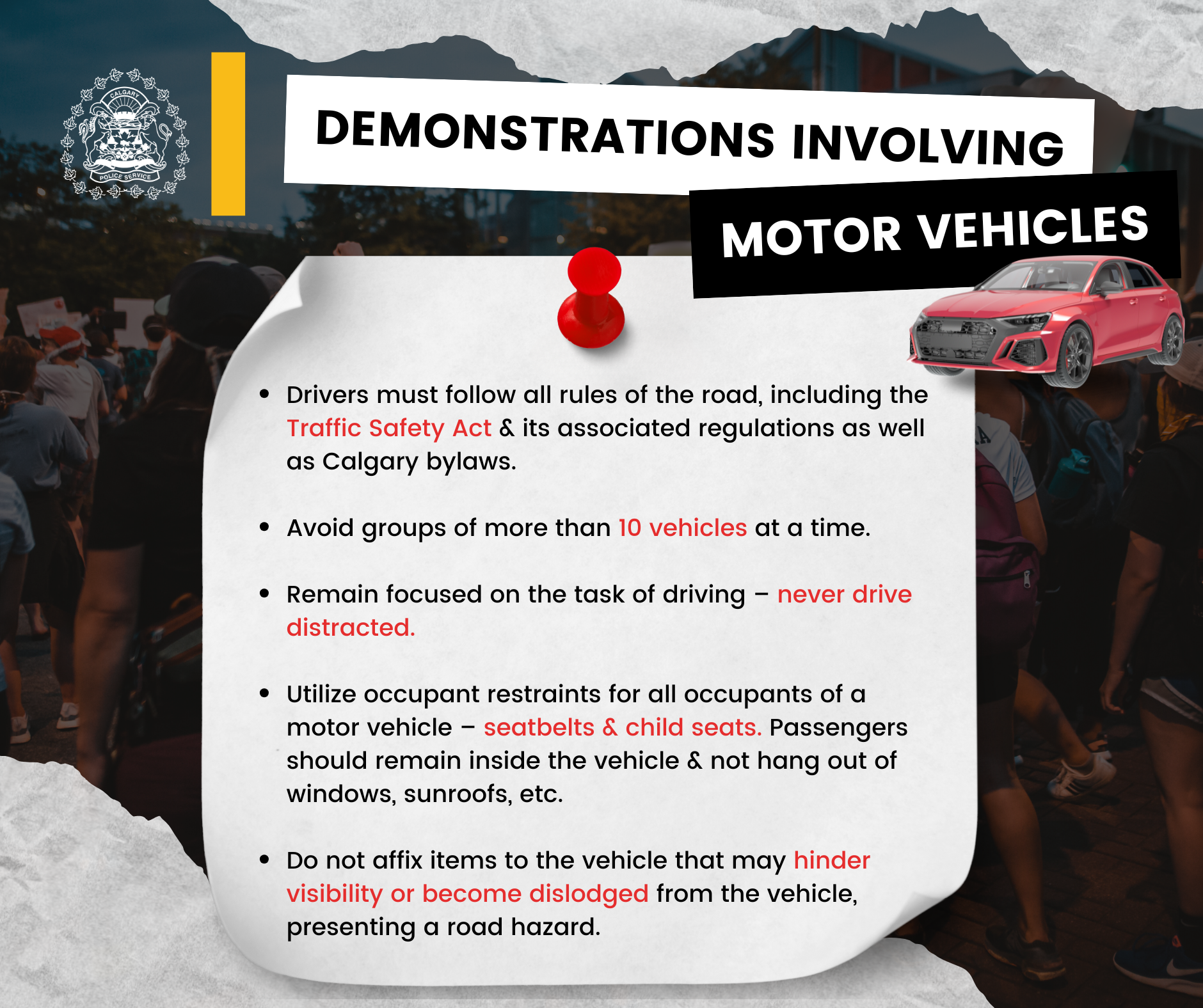 infographic for motor vehicle demonstrations