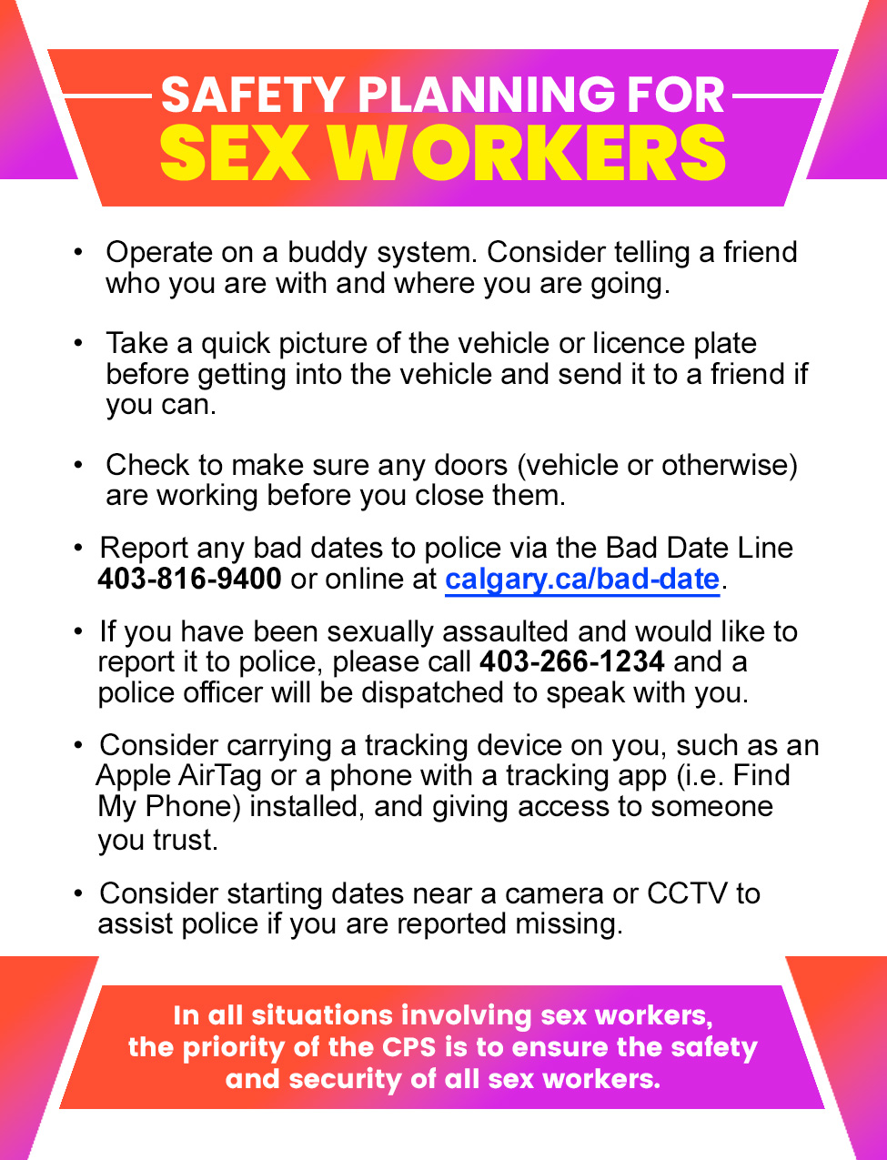 Sex Trade Worker - Safety and Planning heading image