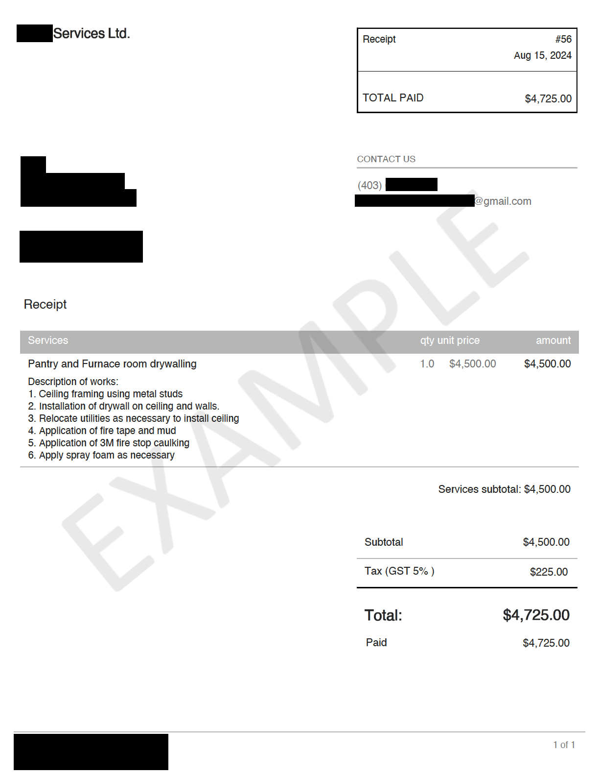 Example Reciept 56