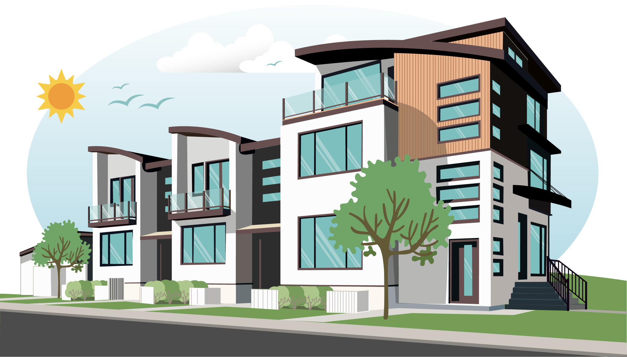 4-unit townhouse (with a minimum of 2 secondary suites)