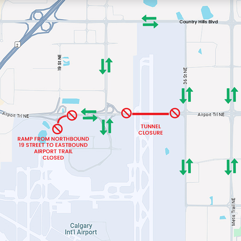 Airport Tunnel closure map