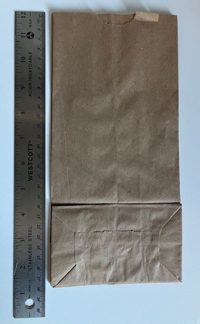 A small paper bag (400 sq cm or less when laid flat).
