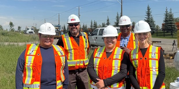 Alyssa No Runner (centre) leads the Indigenous Construction Monitoring Program.