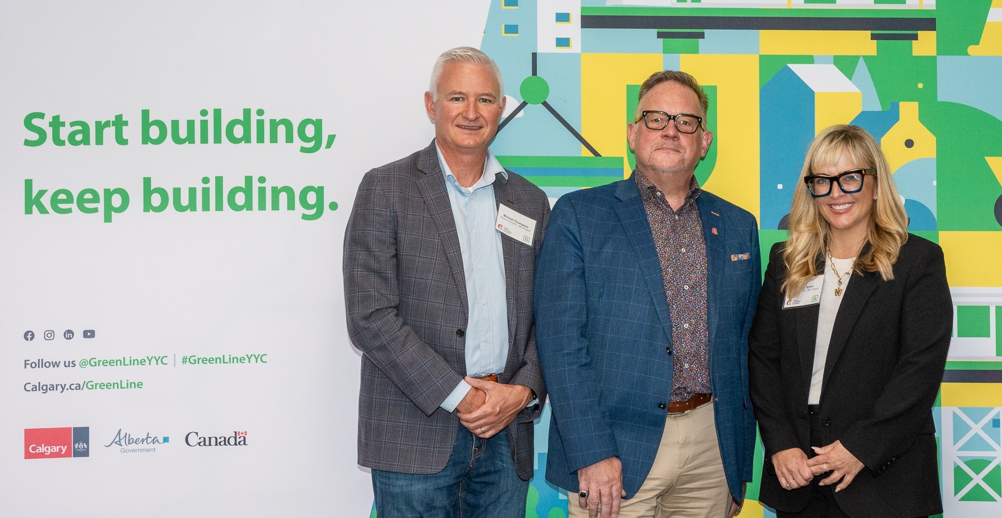 Michael Thompson (GM, Infrastructure Services, City of Calgary), Bill Black (Calgary Construction Association) and Wendy Tynan (Green Line LRT – SE Project) at the Calgary Construction Association Big Picture Series.