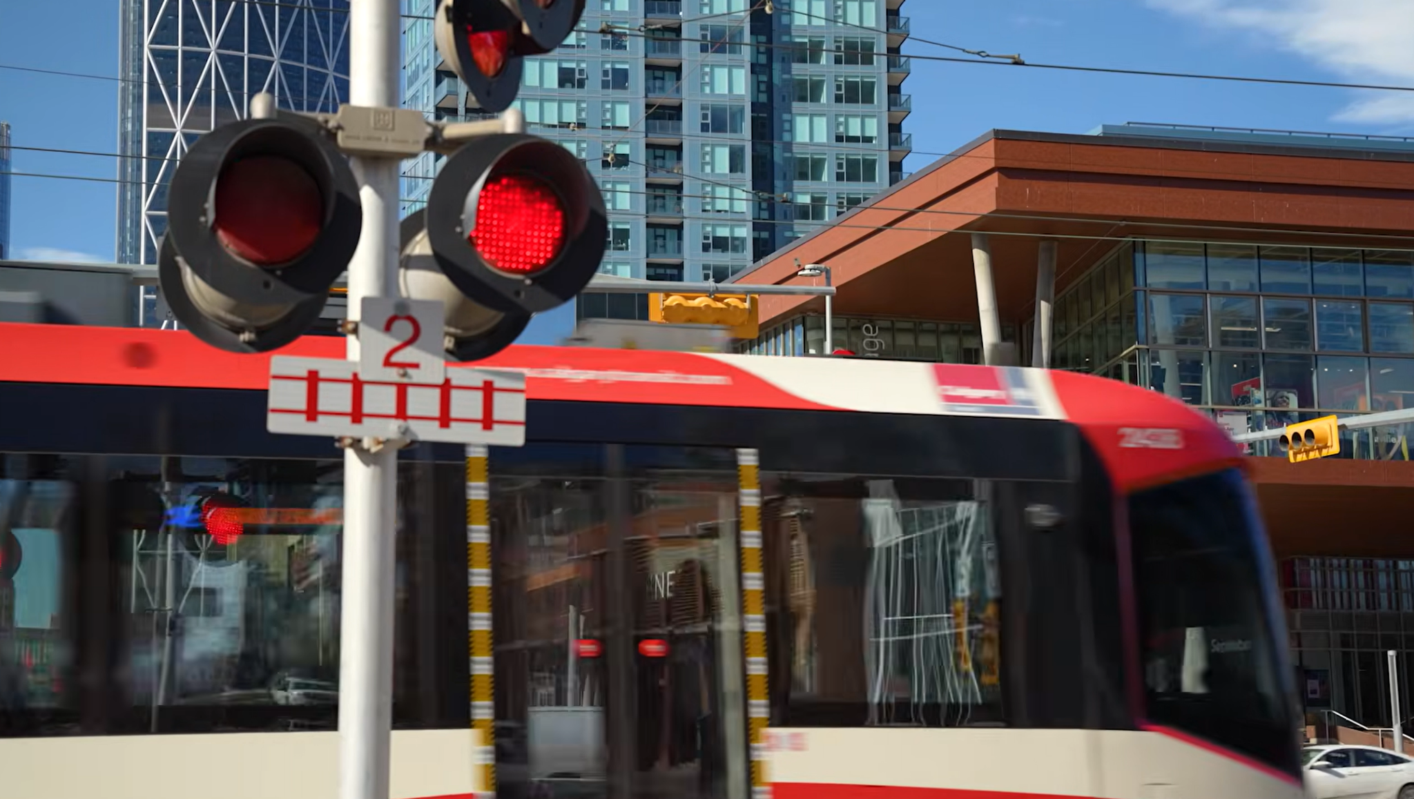 Train signals at a C-Train crossing