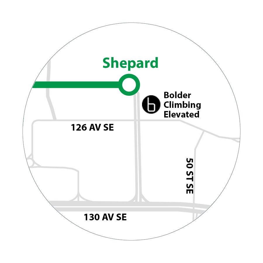 Map of Bolder Climbing Elevated in relation to Shepard Station.
