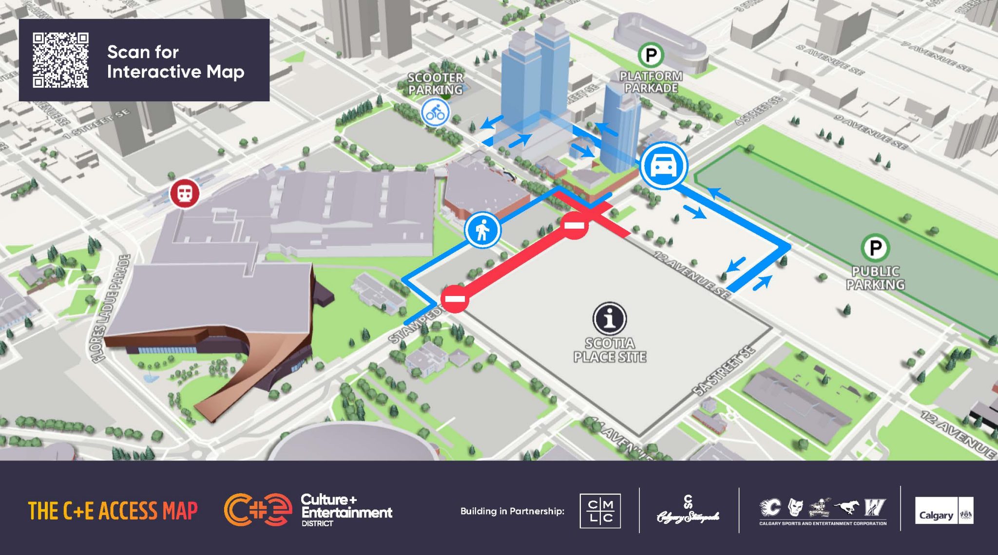 Culture and Entertainment District access map and QR code