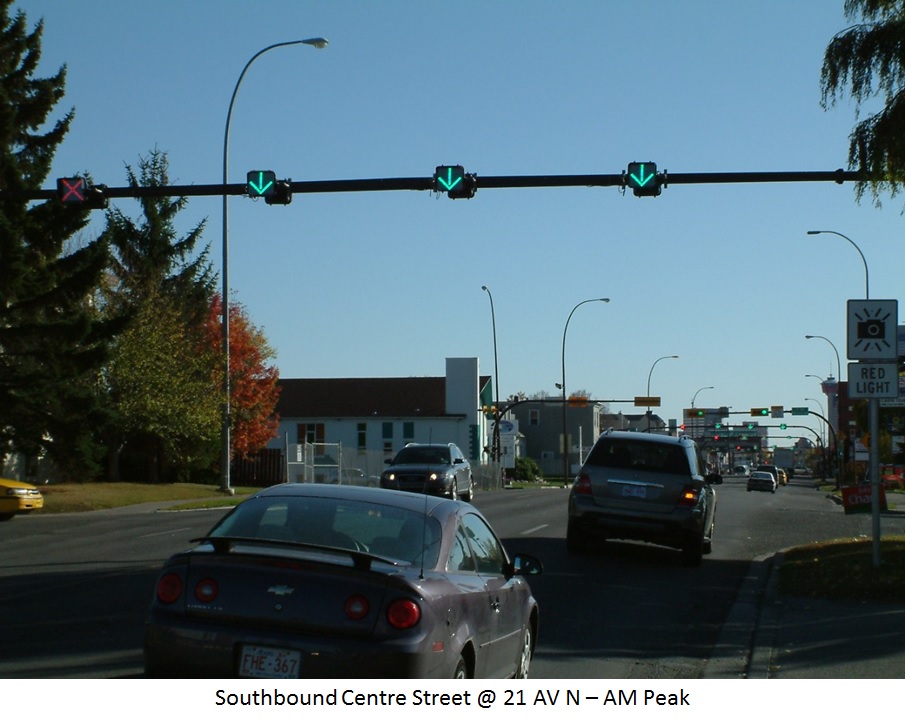 Southbound Centre Street at 21 AV N - AM Peak