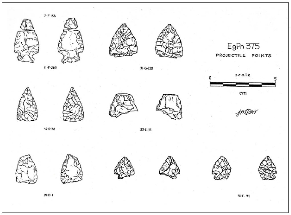 Projectile points found at this site