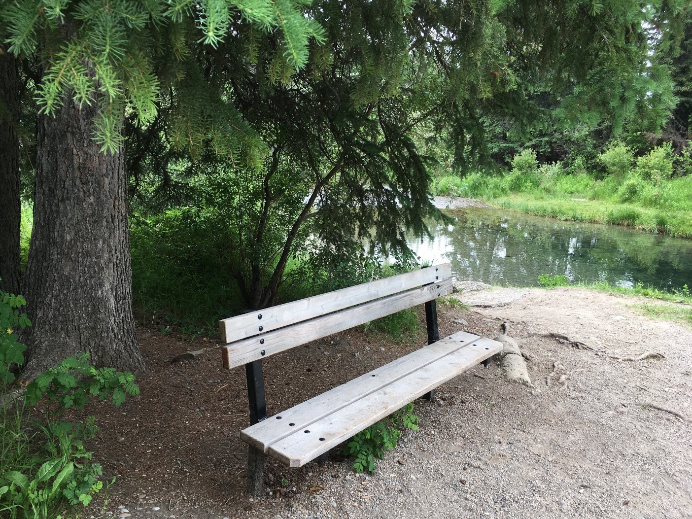 Bench at a 3-way intersection