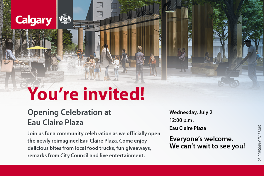 Eau Claire Plaza opening invitation for July 2, 2025