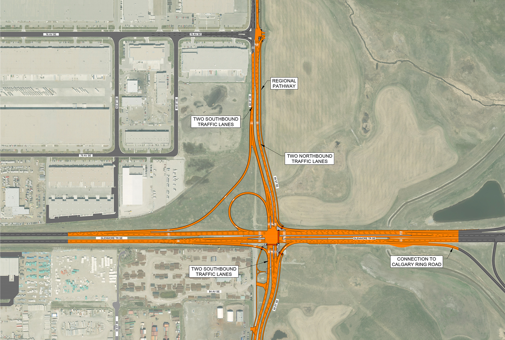 Glenmore Trail 68 Street SE Interchange