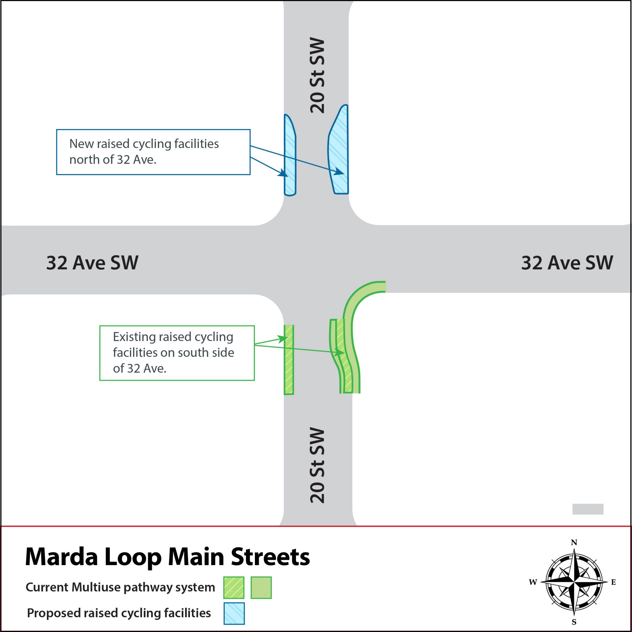 20 St and 32 Ave raised pathway construction