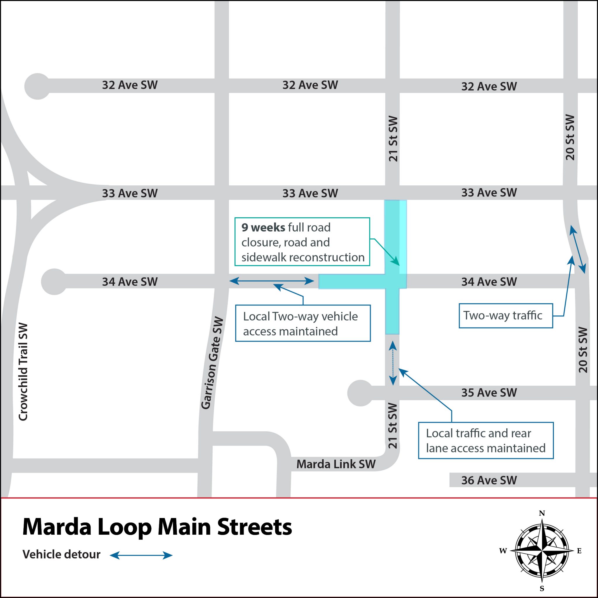 Private property roadway closure on 34 Avenue between 18 Street and 19 Street 