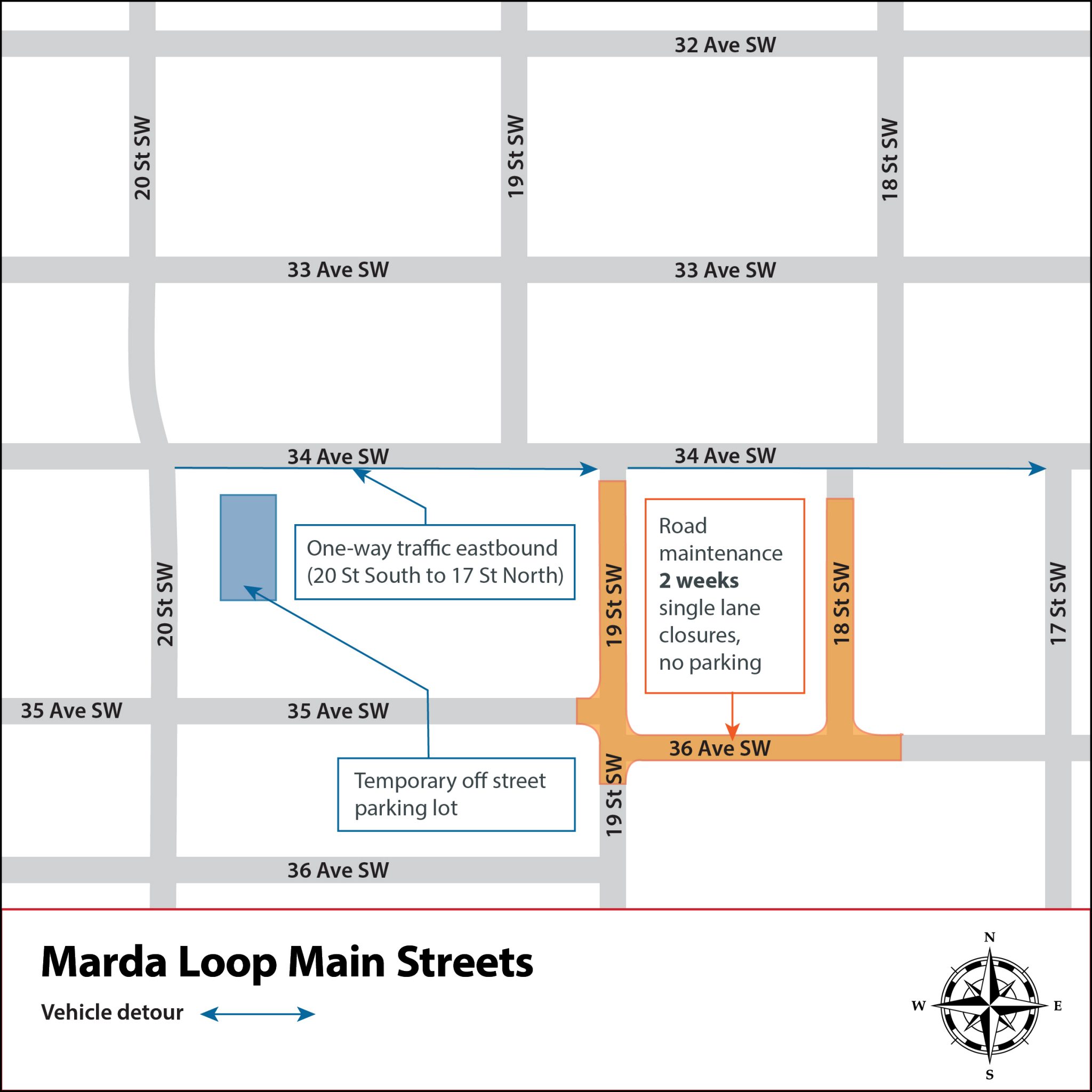 Private property roadway closure on 34 Avenue between 18 Street and 19 Street 