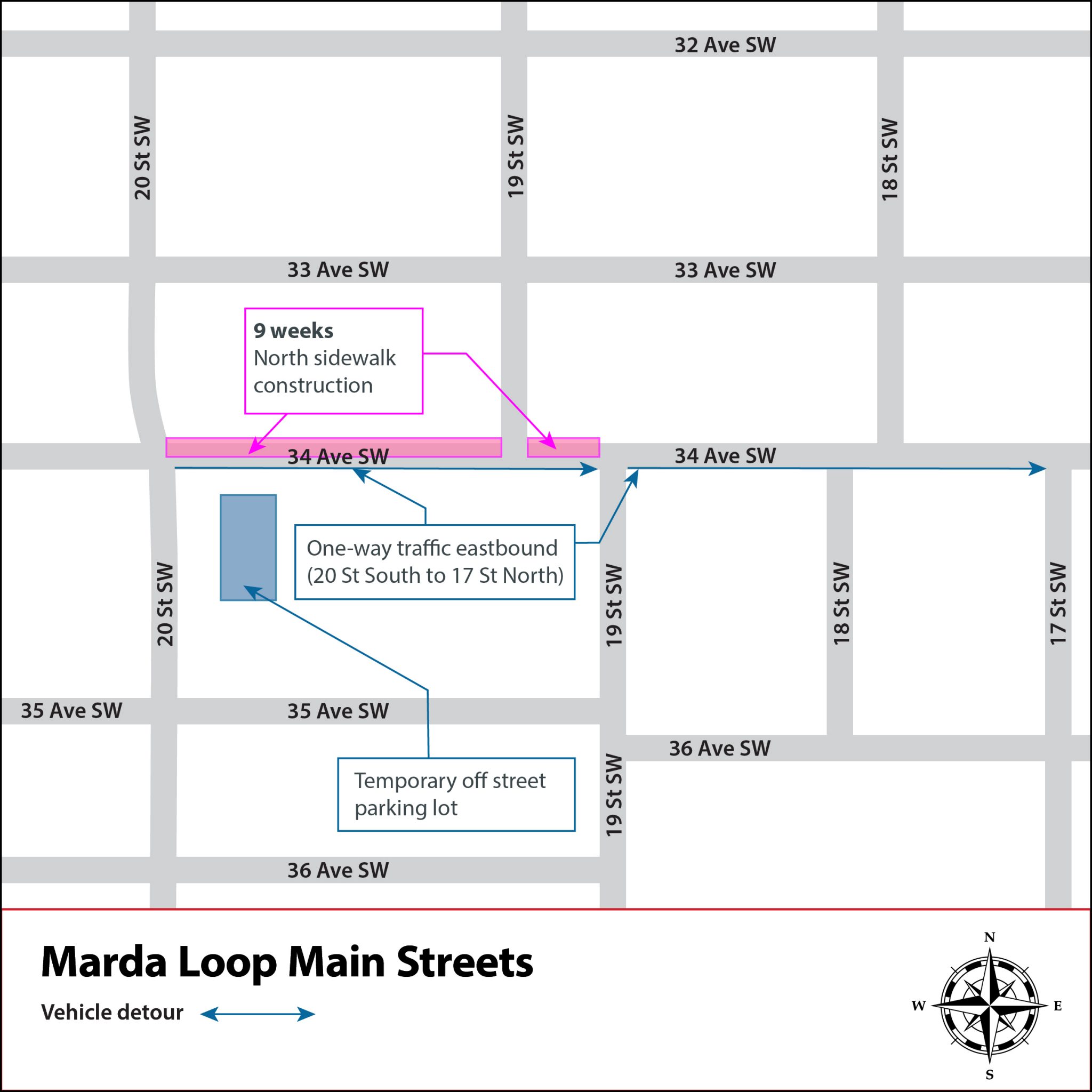 Private property roadway closure on 34 Avenue between 18 Street and 19 Street 