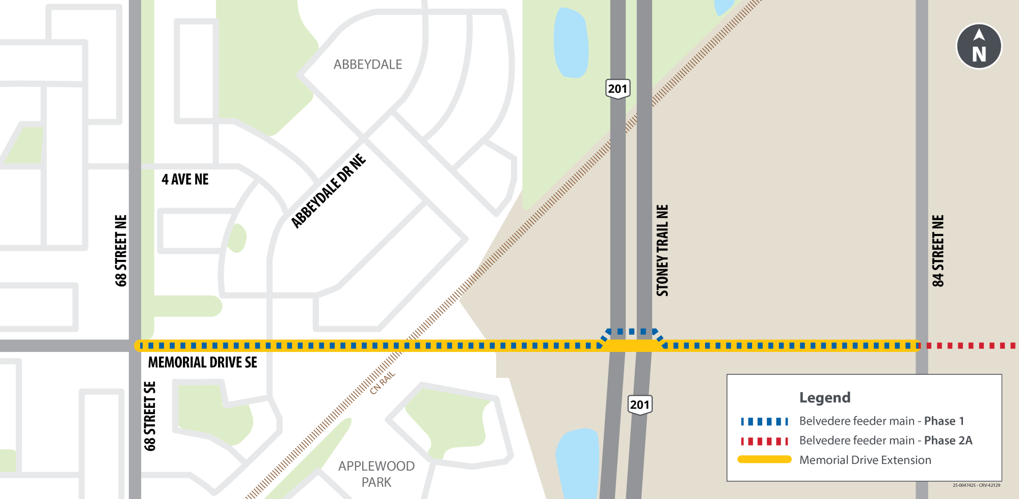 East Belvedere feeder main location on Memorial Drive S.E.