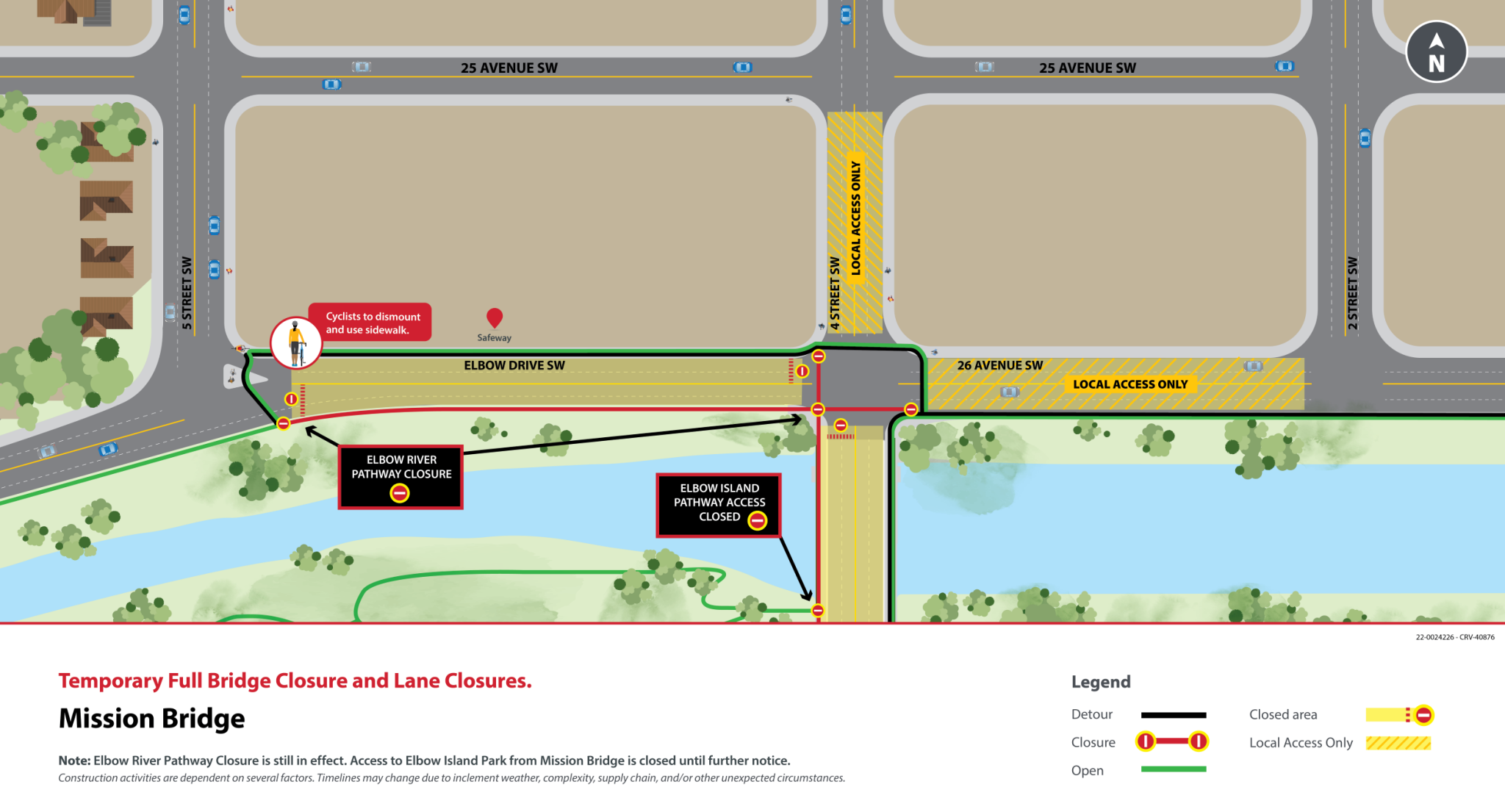 Full bridge closure and detour map