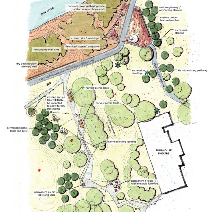 Rendering of the east gathering node - click to download PDF