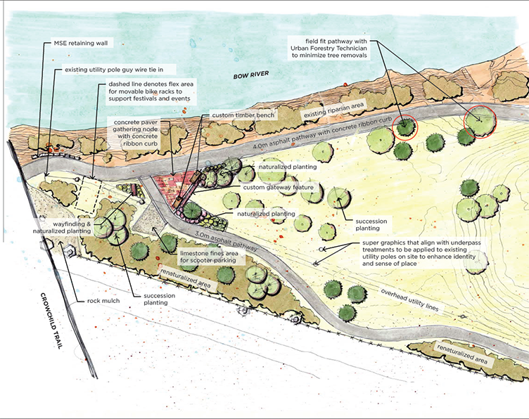 Rendering of the west gathering node - click to download PDF