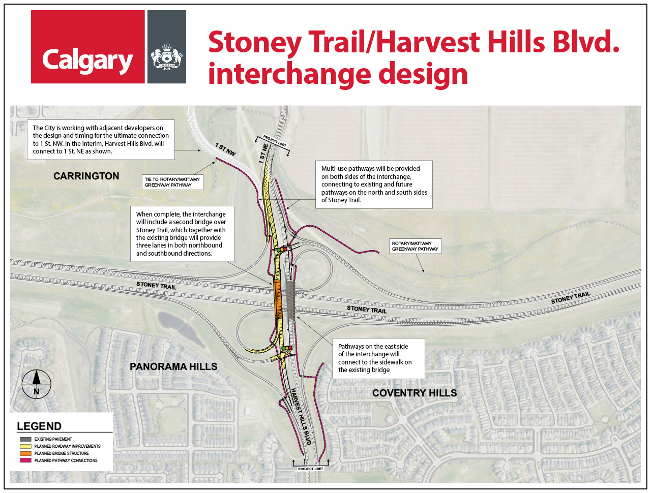 Stoney Trail and Harvest Hills Blvd interchange design map