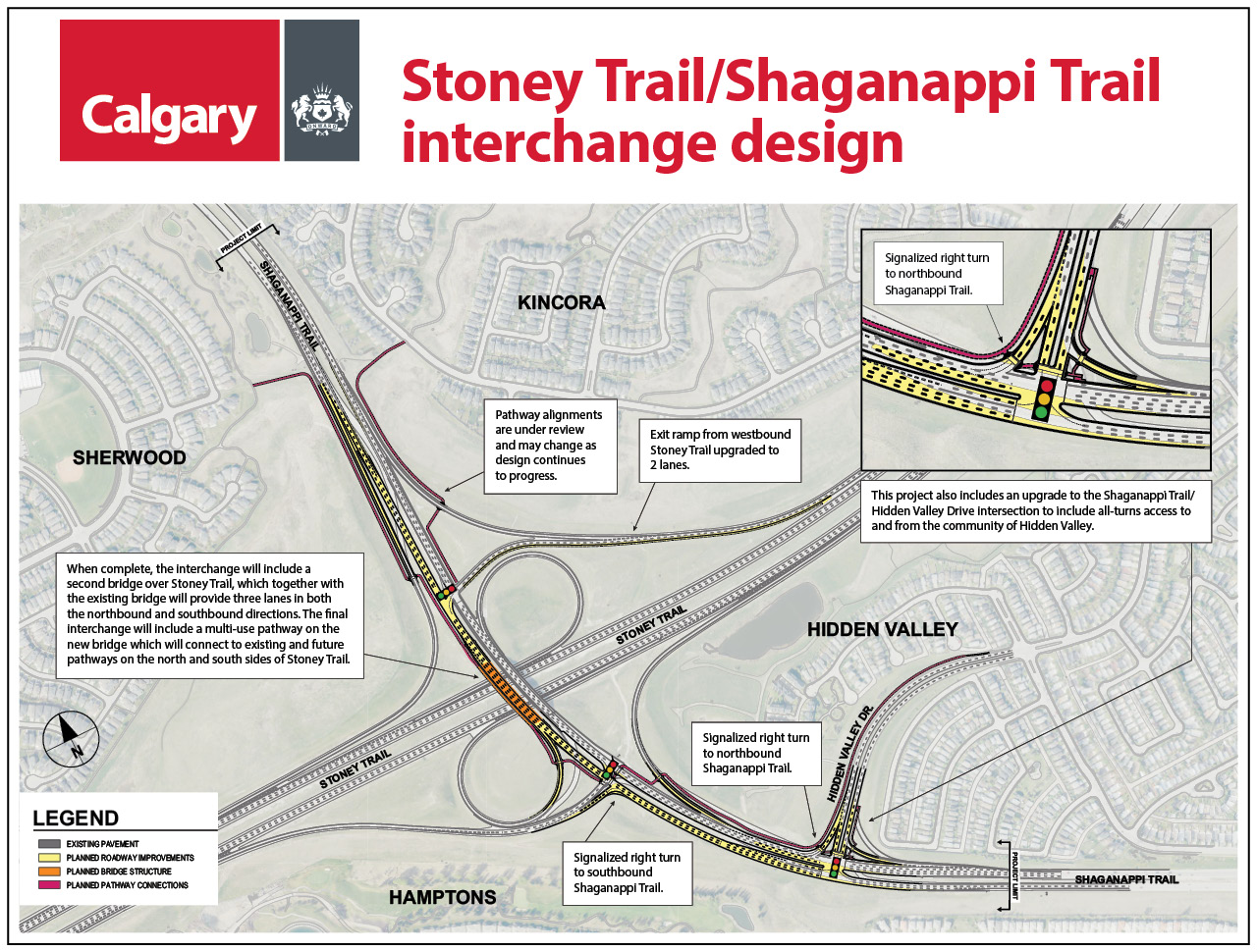 Stoney Trail and Shaganappi Trail interchange design map