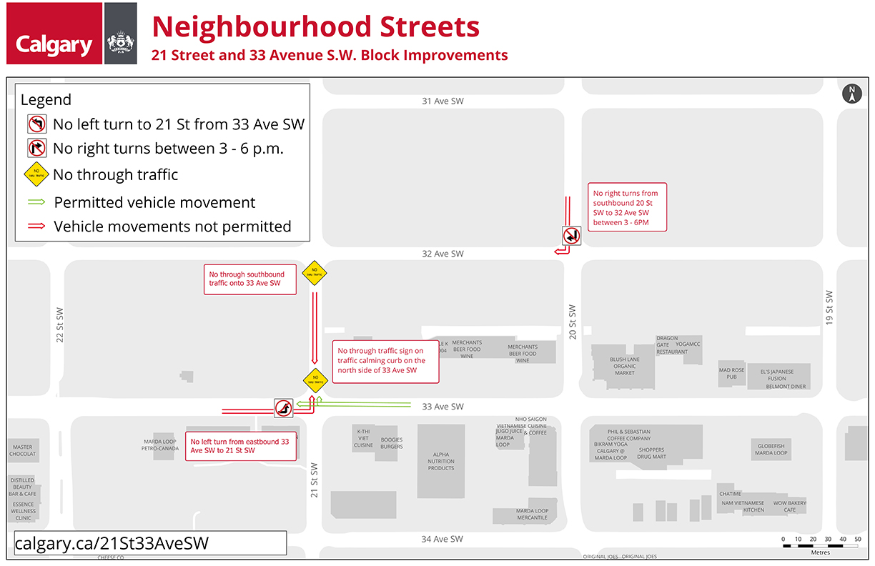 21 Street and 33 Avenue SW block improvements map
