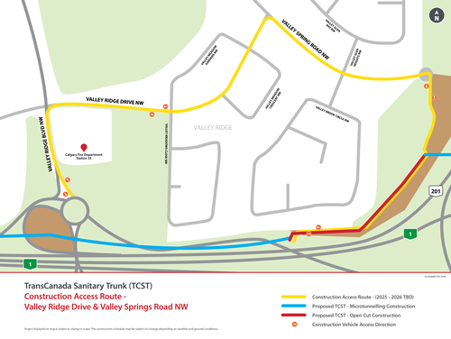 TransCanada Sanitary Trunk (TCST) construction access route - Valley Ridge Drive & Valley Springs Road NW - 